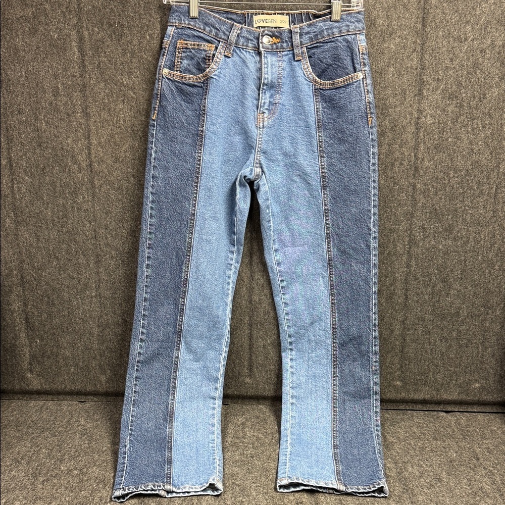 LoveGEN Women's Two-Tone Straight Leg Jeans
